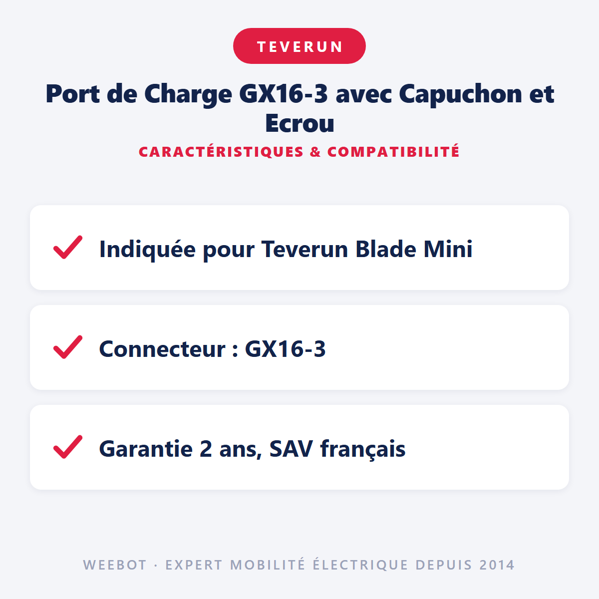 Port de Charge GX16-3 avec Capuchon et Ecrou : caractéristiques et compatibilité
