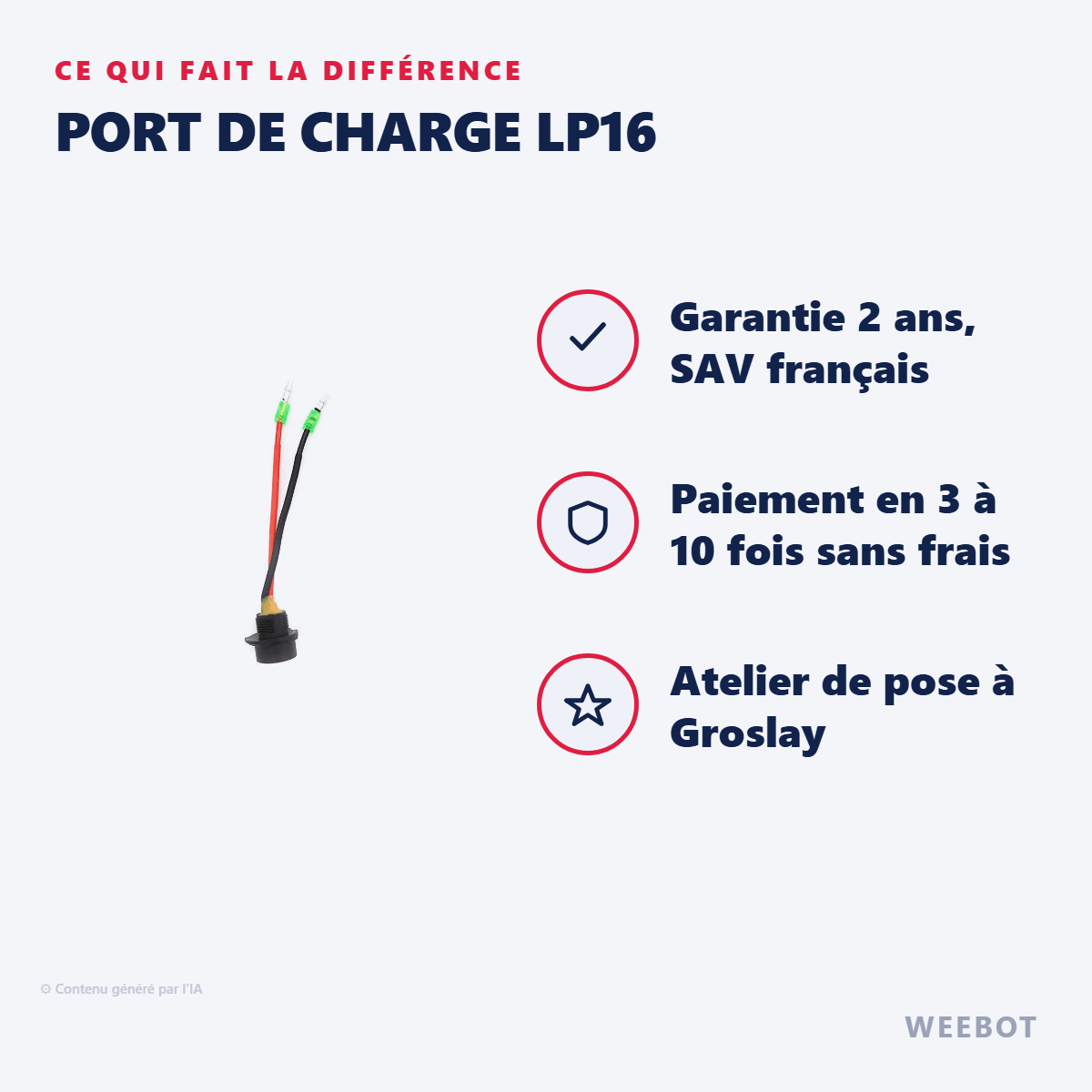 Port de Charge LP16 pour Trottinette Électrique Dualtron - Weebot
