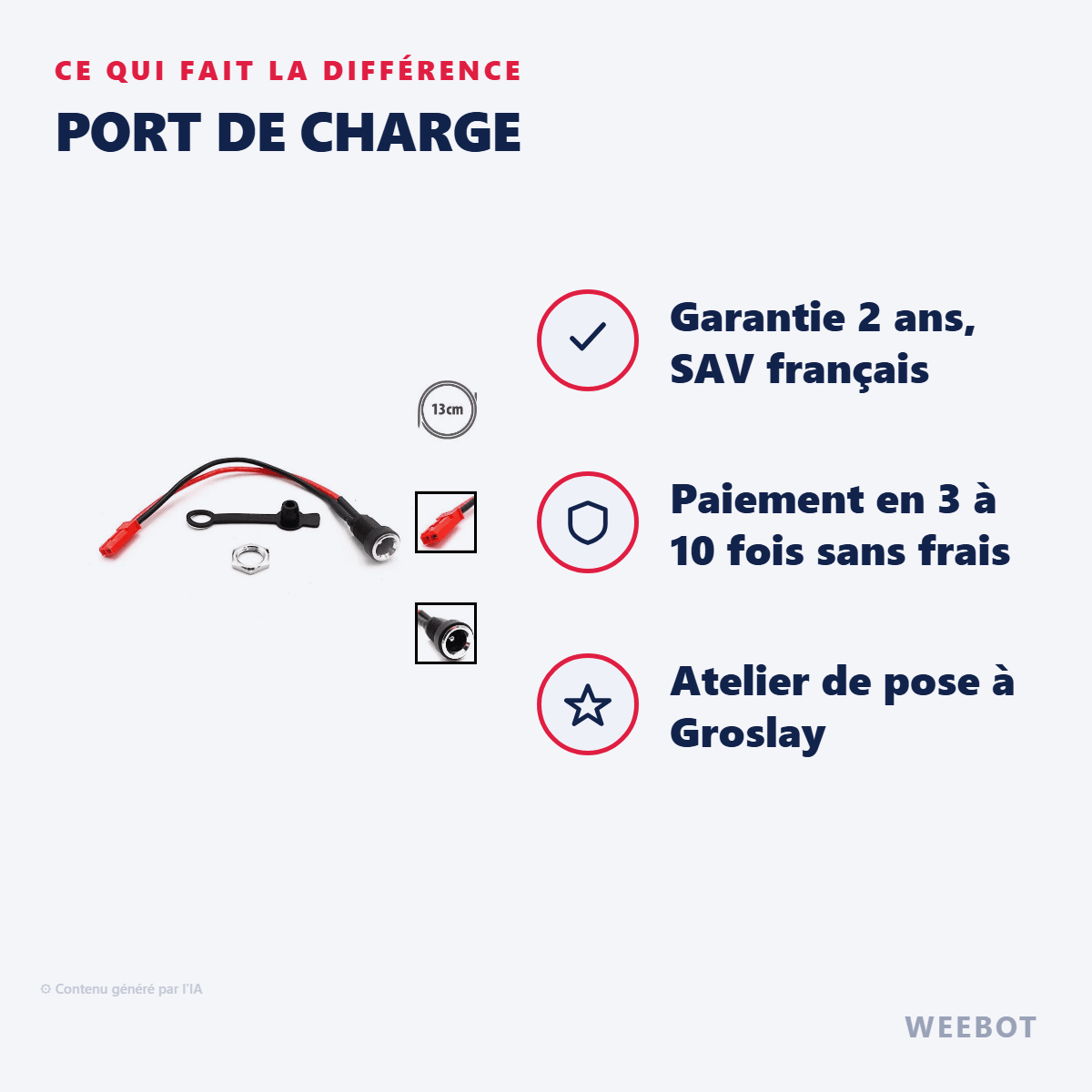 Port de Charge pour Trottinette Électrique Kukirin G2 / G3 / G4 - Weebot