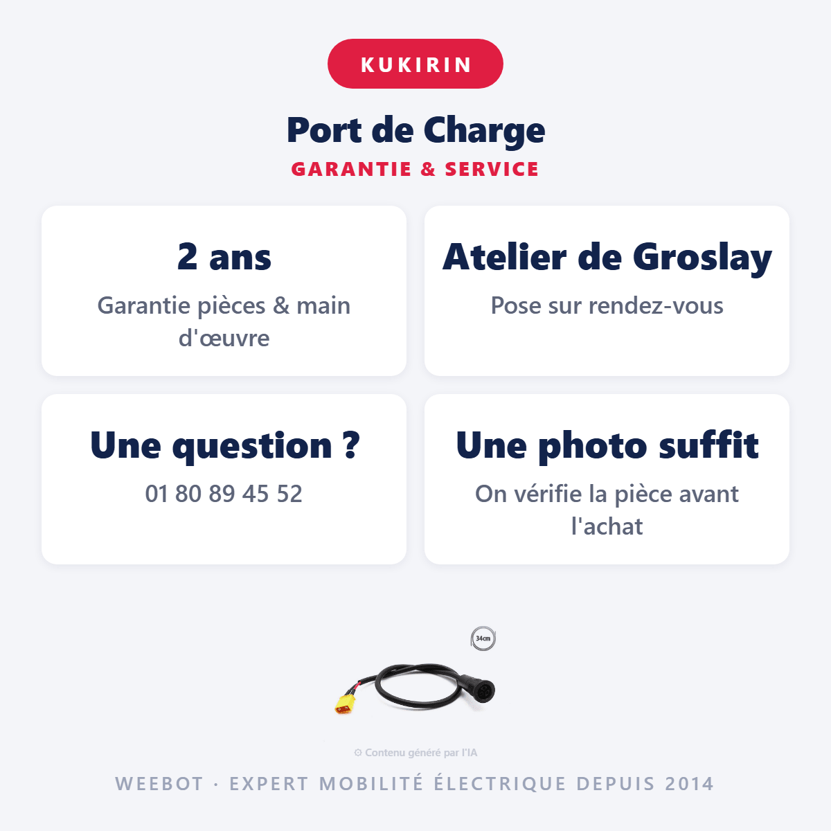 Port de Charge pour Trottinette Électrique Kukirin G2 Master - Weebot
