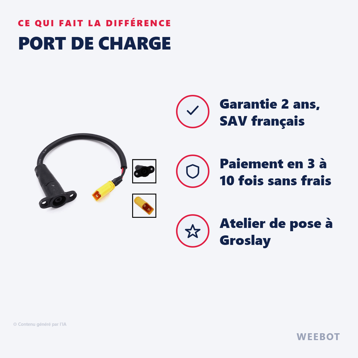 Port de Charge pour Trottinette Électrique Kukirin G2 Pro / G2 Max - Weebot