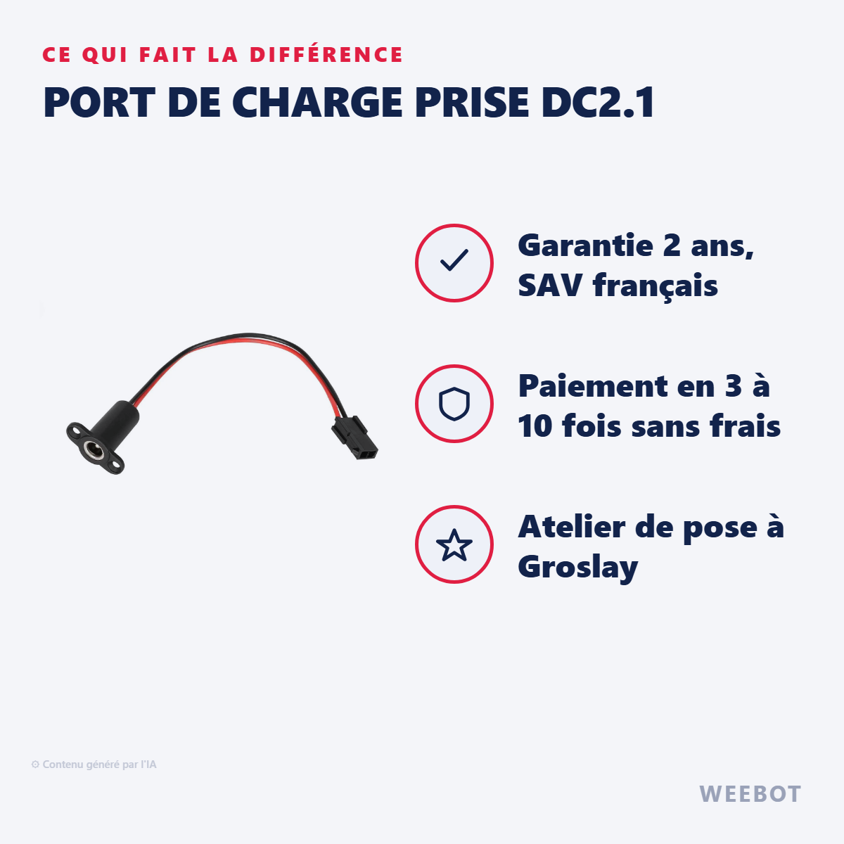 Port de Charge Prise DC2.1 : les points forts