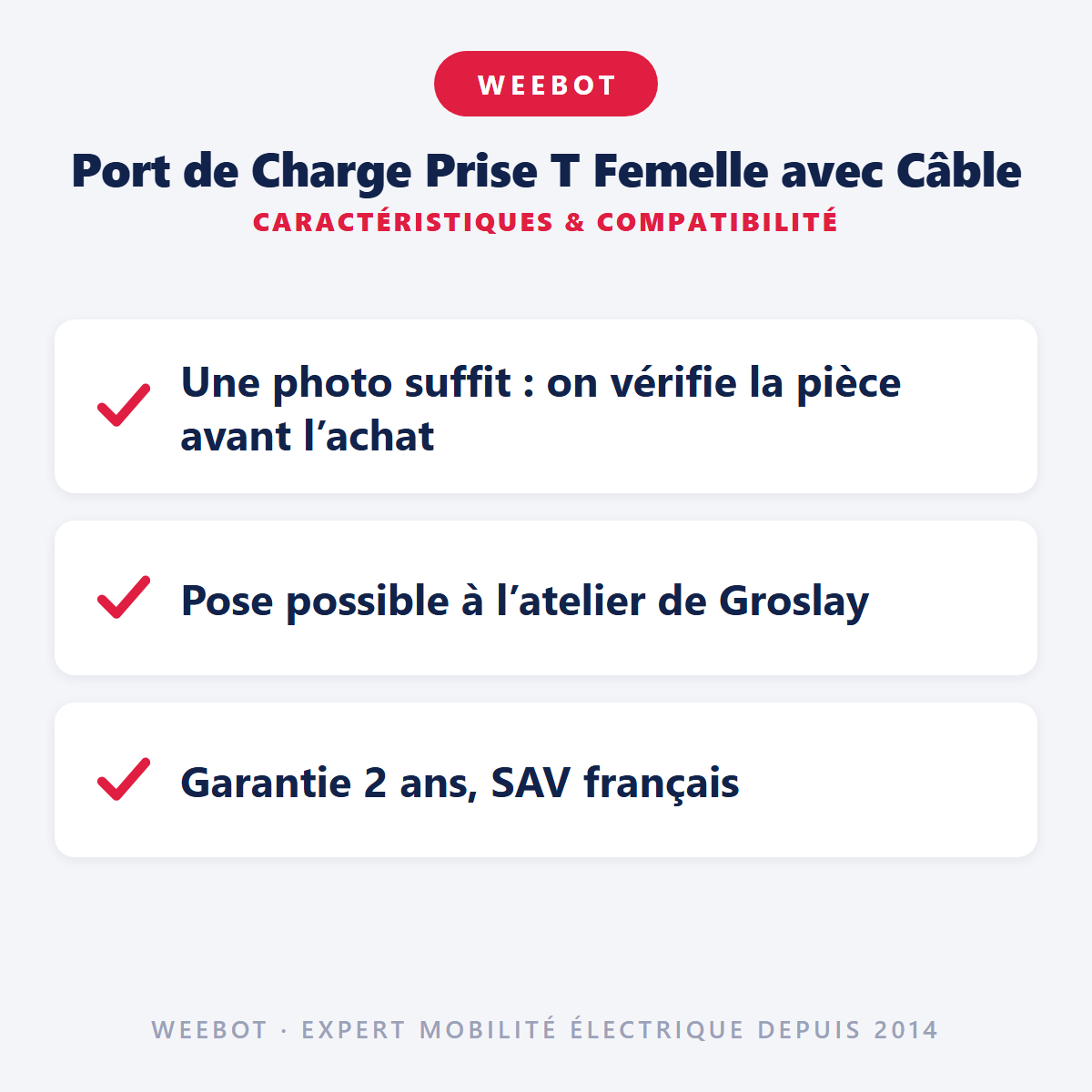 Port de Charge Prise T Femelle avec Câble : caractéristiques et compatibilité