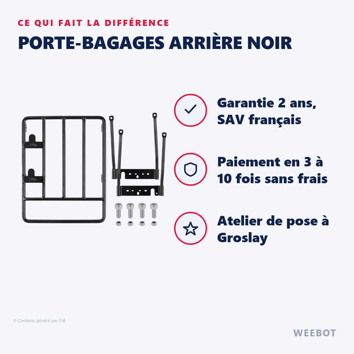 Porte-Bagages Arrière Noir : les points forts