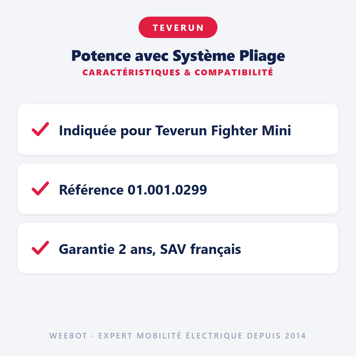 Potence avec Système Pliage pour Trottinette Electrique Fighter Mini - Teverun - Weebot