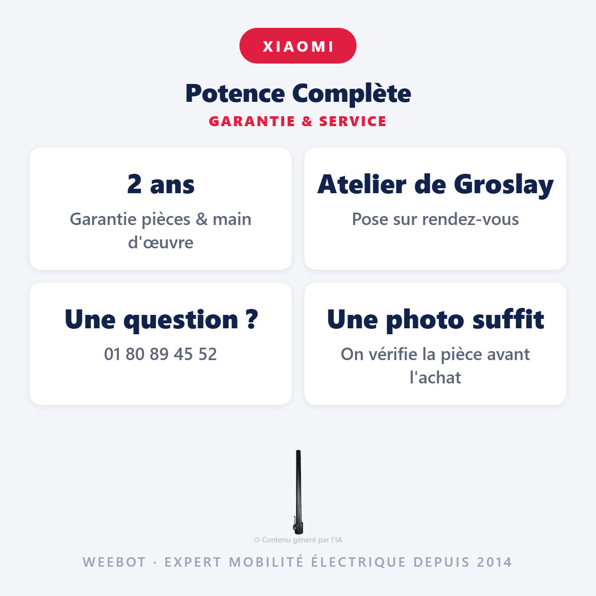 Potence Complète Pour Trottinette Électrique Xiaomi - Version Xiaomi M365 - Weebot