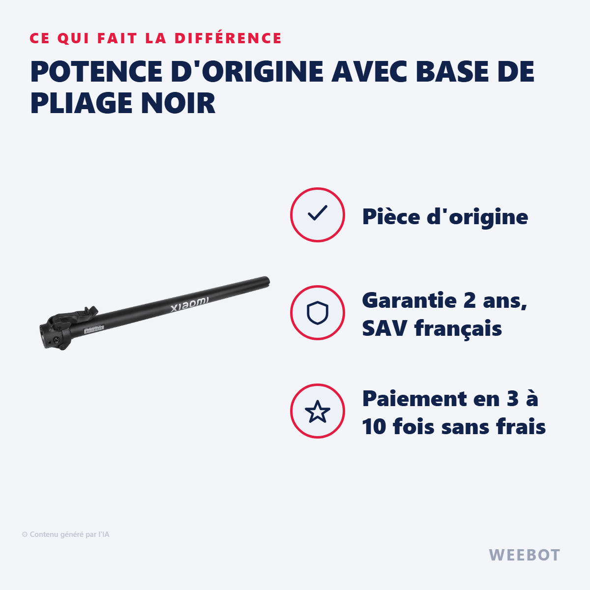 Potence d'Origine avec Base de Pliage Noir : les points forts