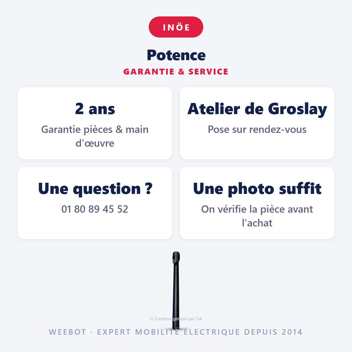Potence : garantie 2 ans et service après-vente