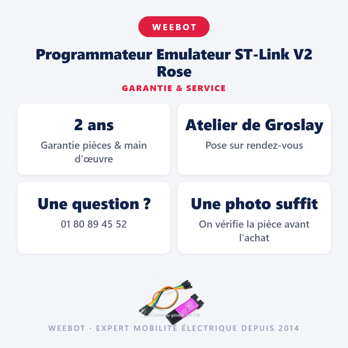 Programmateur Emulateur ST-Link V2 Rose : garantie 2 ans et service après-vente