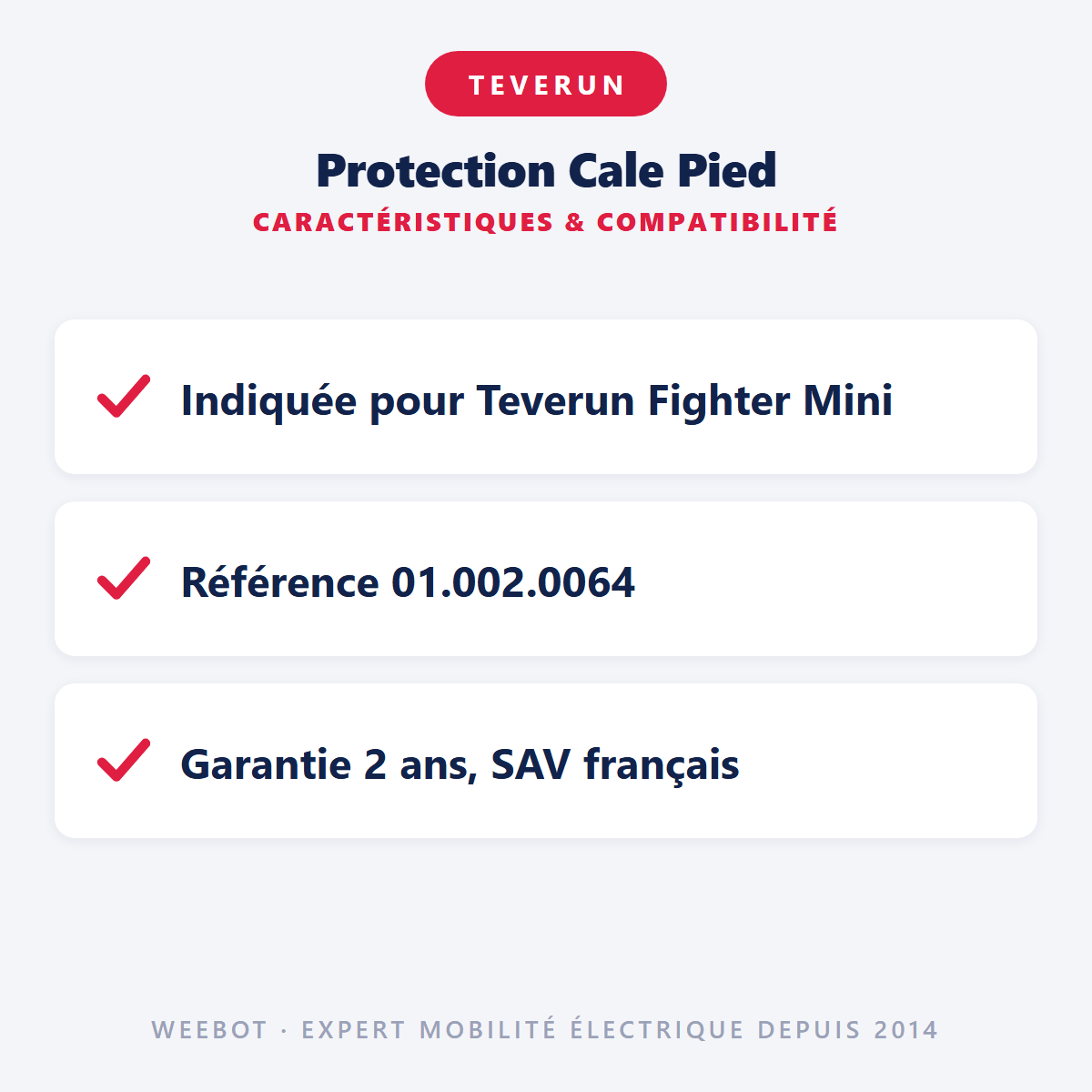Protection Cale Pied pour Trottinette Electrique Fighter Mini - Teverun - Weebot