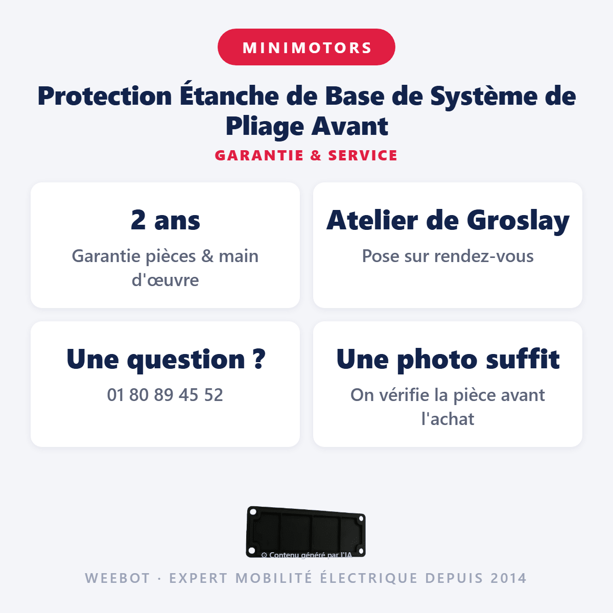 Protection Étanche de Base de Système de Pliage Avant pour Trottinette Électrique Dualtron Togo - Weebot
