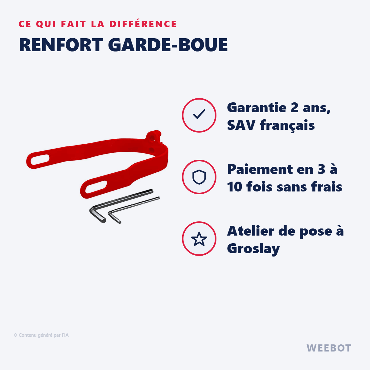 Renfort Garde-Boue pour Trottinette Électrique Xiaomi M365 & M365 Pro - Couleur Rouge - Weebot