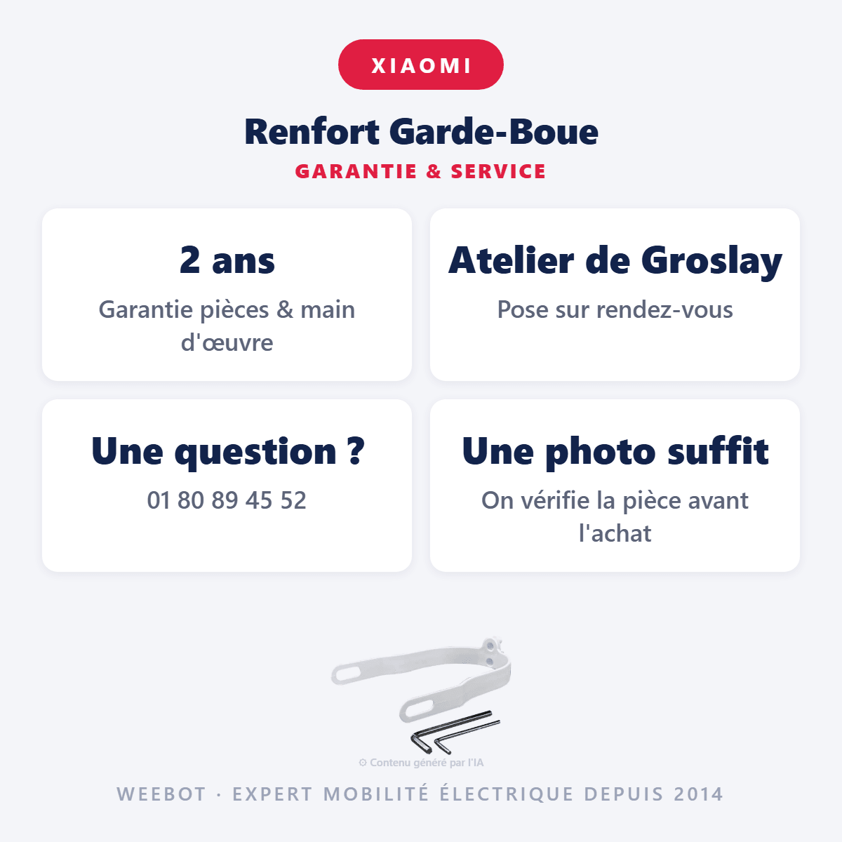 Renfort Garde-Boue pour Trottinette Électrique Xiaomi M365 Pro - Couleur Blanc - Weebot