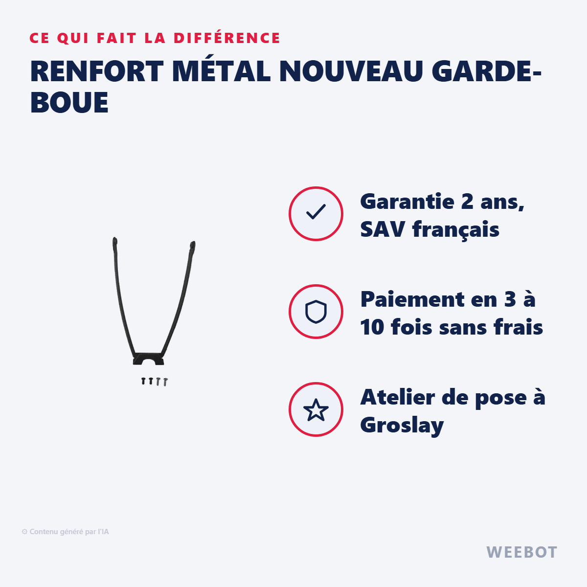 Renfort Métal Nouveau Garde-Boue pour Trottinette Électrique Xiaomi - Weebot