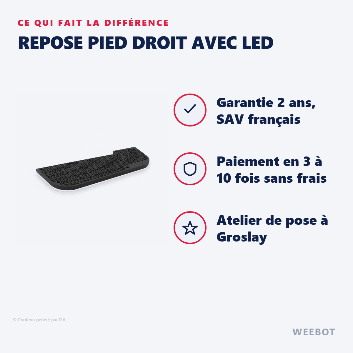 Repose Pied droit avec Led pour Trottinette Électrique Pure Advance - Weebot