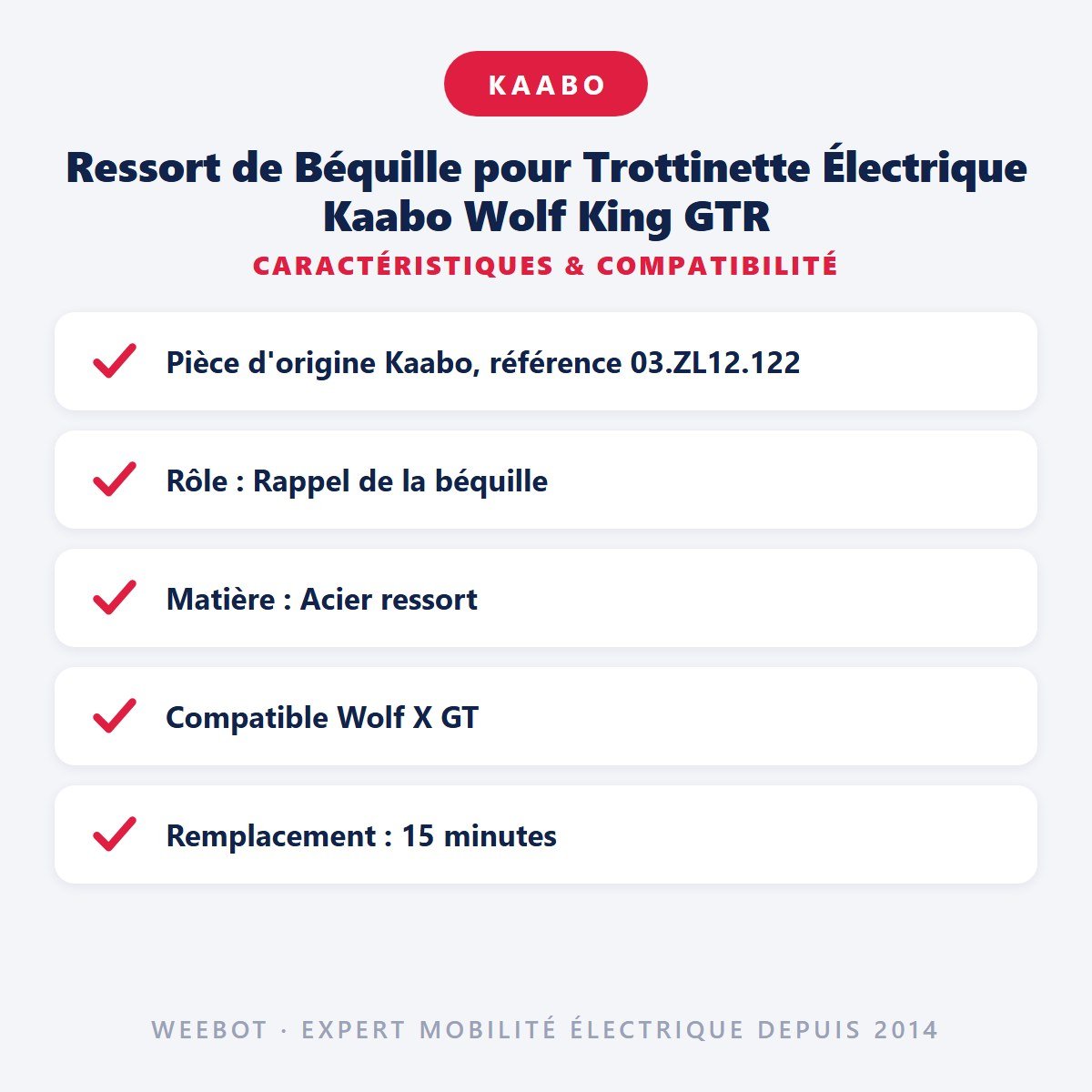 Ressort de Béquille pour Trottinette Électrique Kaabo Wolf King GTR - Weebot