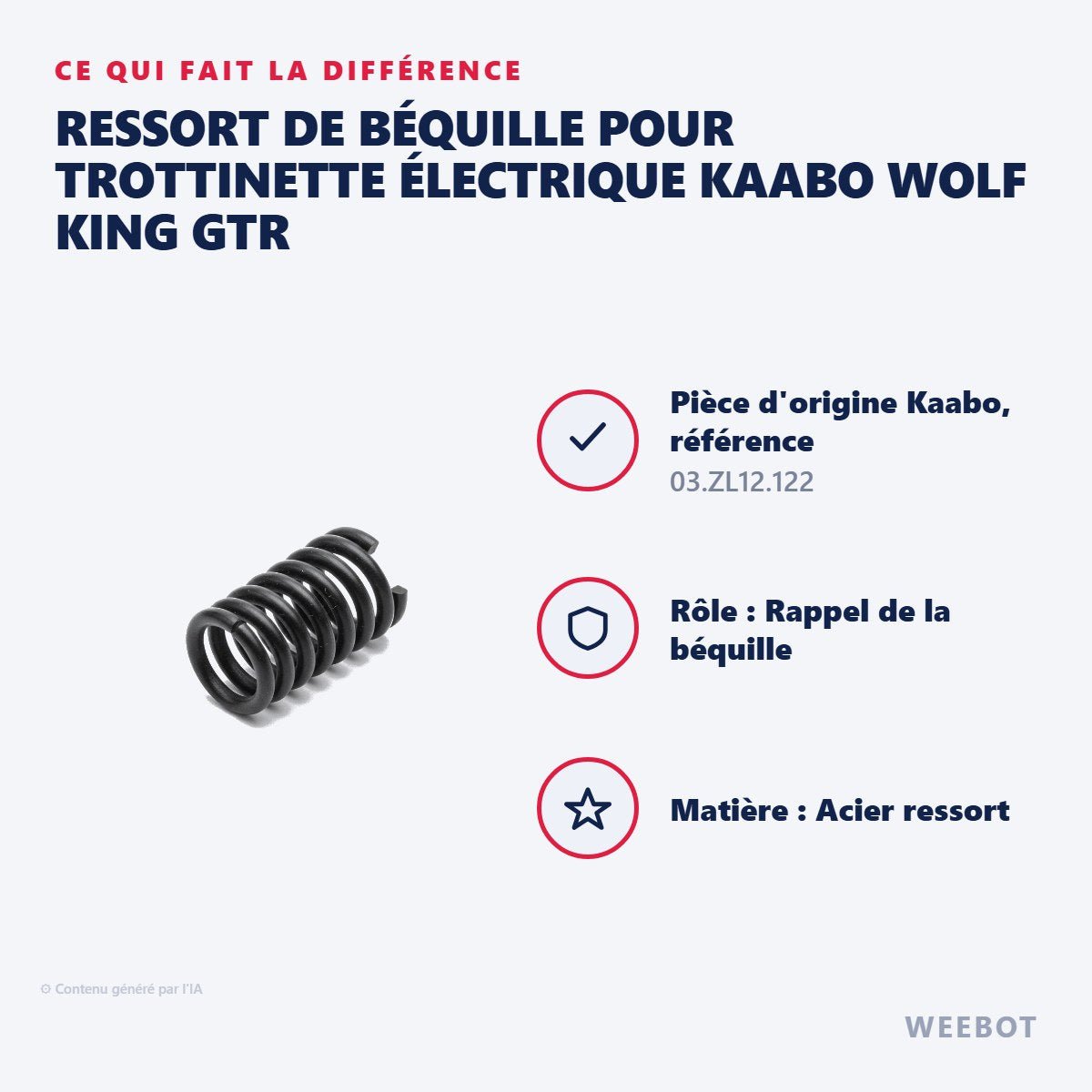 Ressort de Béquille pour Trottinette Électrique Kaabo Wolf King GTR - Weebot