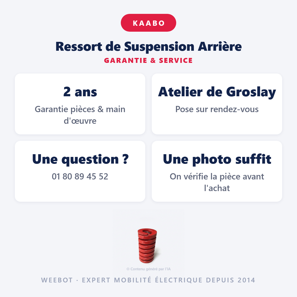 Ressort de Suspension Arrière : garantie 2 ans et service après-vente