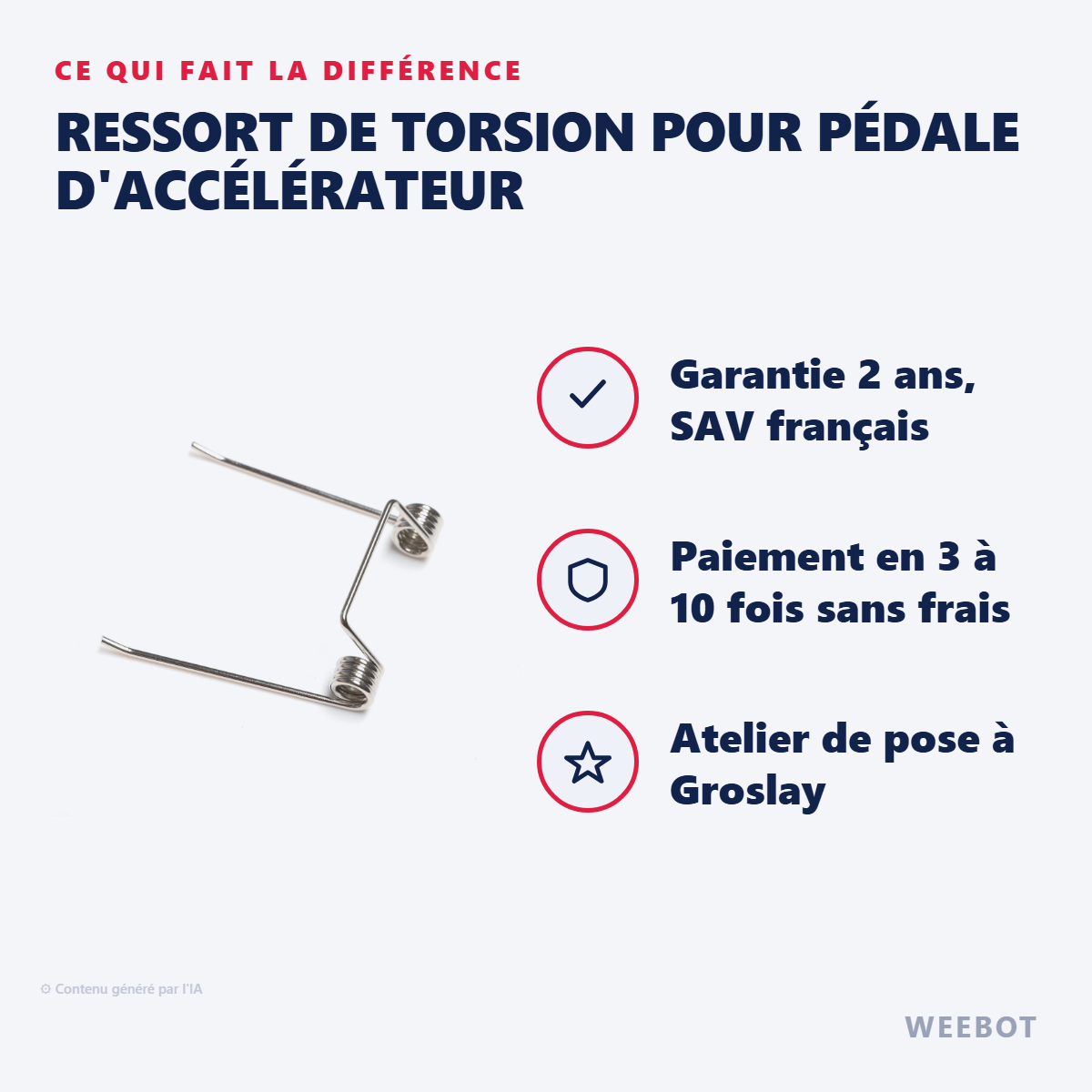 Ressort de Torsion pour Pédale d'Accélérateur : les points forts