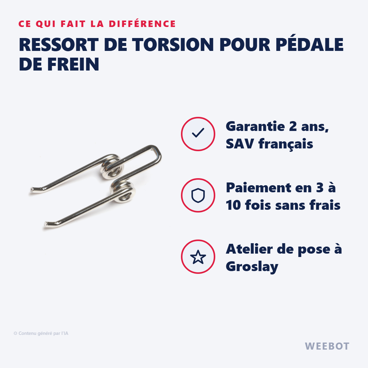 Ressort de Torsion pour Pédale de Frein : les points forts