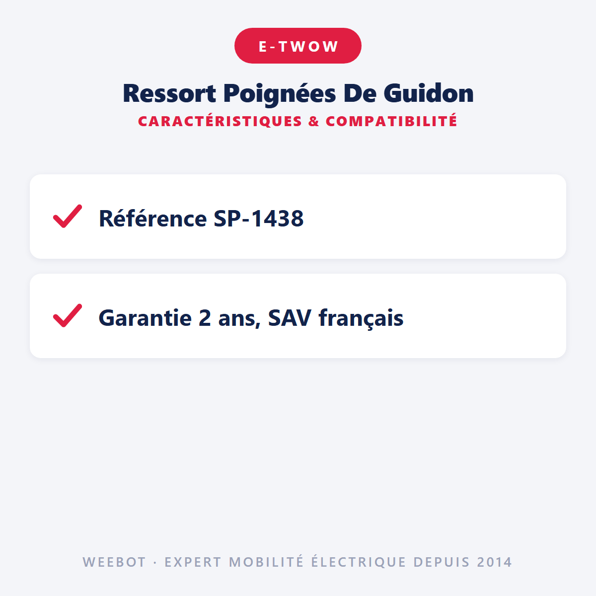 Ressort Poignées De Guidon Pour Trottinette Électrique Etwow (Avant 2019) - Weebot