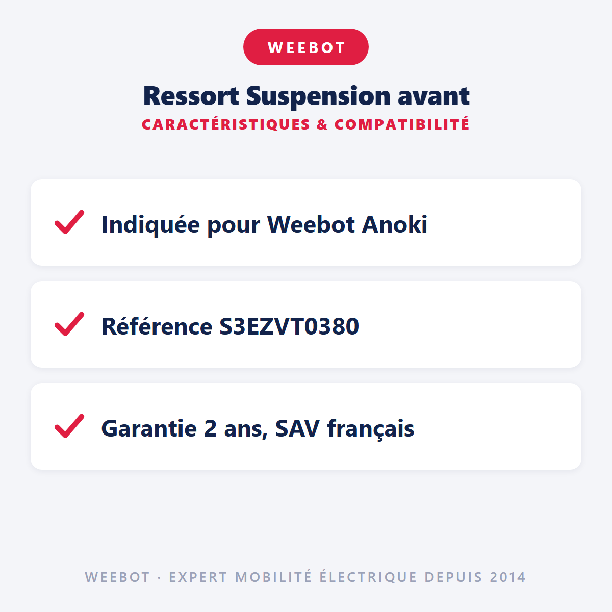 Ressort Suspension avant : caractéristiques et compatibilité