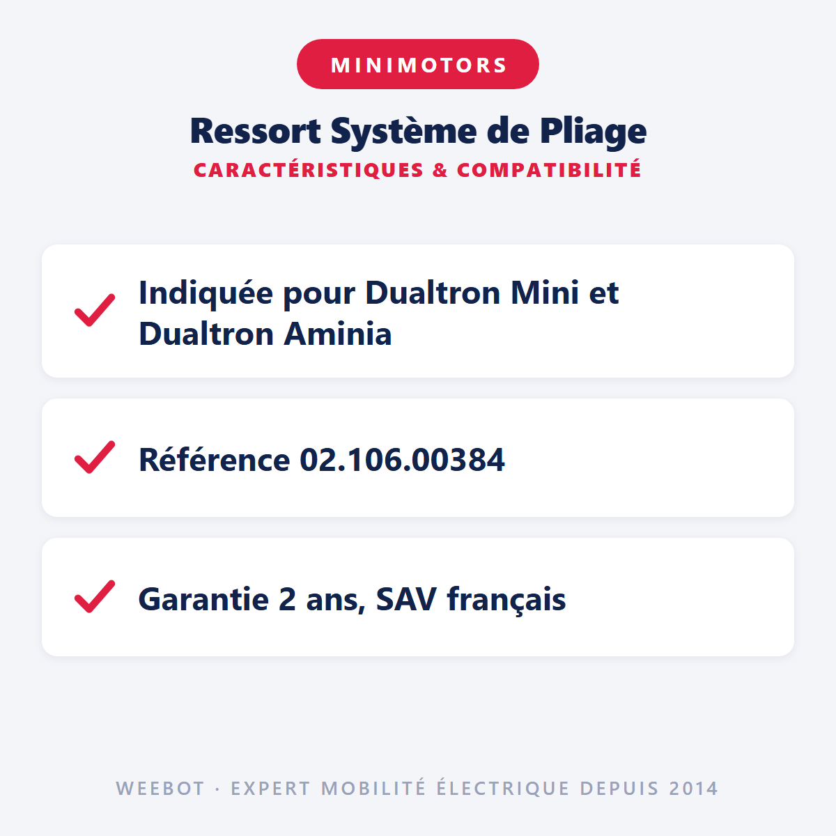 Ressort Système de Pliage pour Trottinette Électrique Dualtron Mini, Togo et Aminia - Weebot
