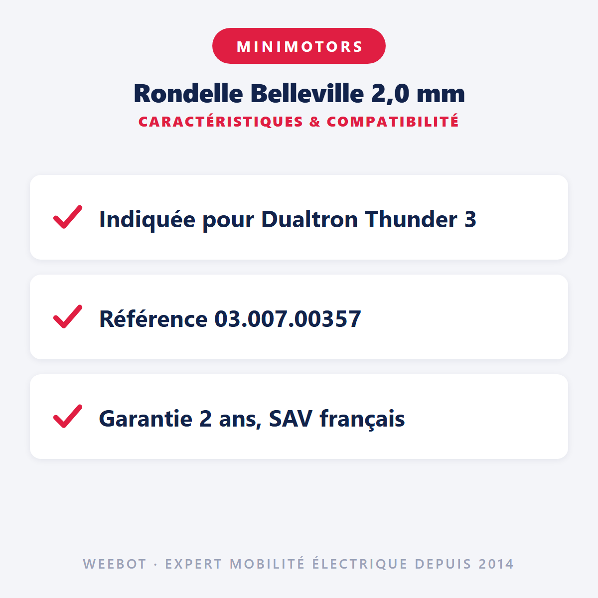 Rondelle Belleville 2,0 mm : caractéristiques et compatibilité