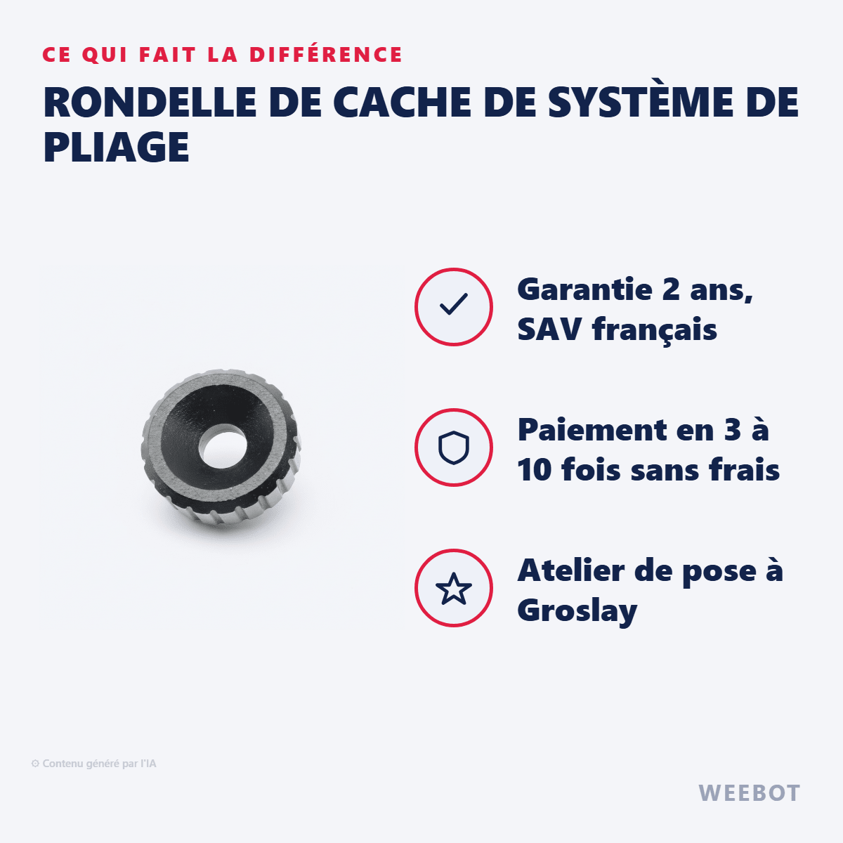 Rondelle de Cache de Système de Pliage pour Trottinette Électrique Dualtron X - Weebot