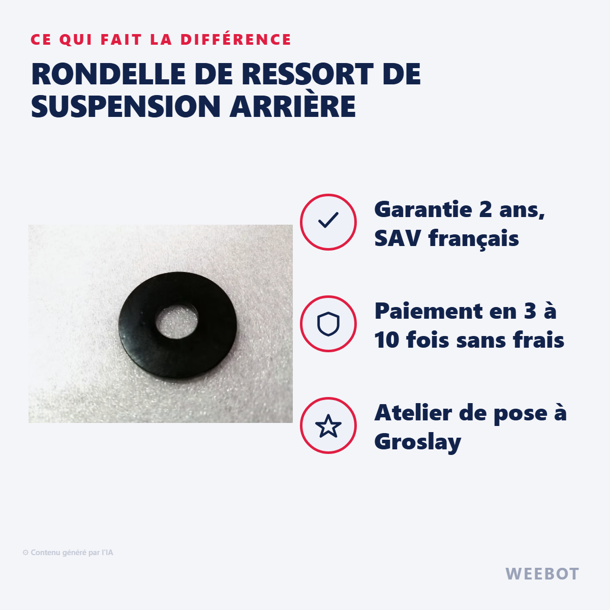 Rondelle de Ressort de Suspension Arrière : les points forts
