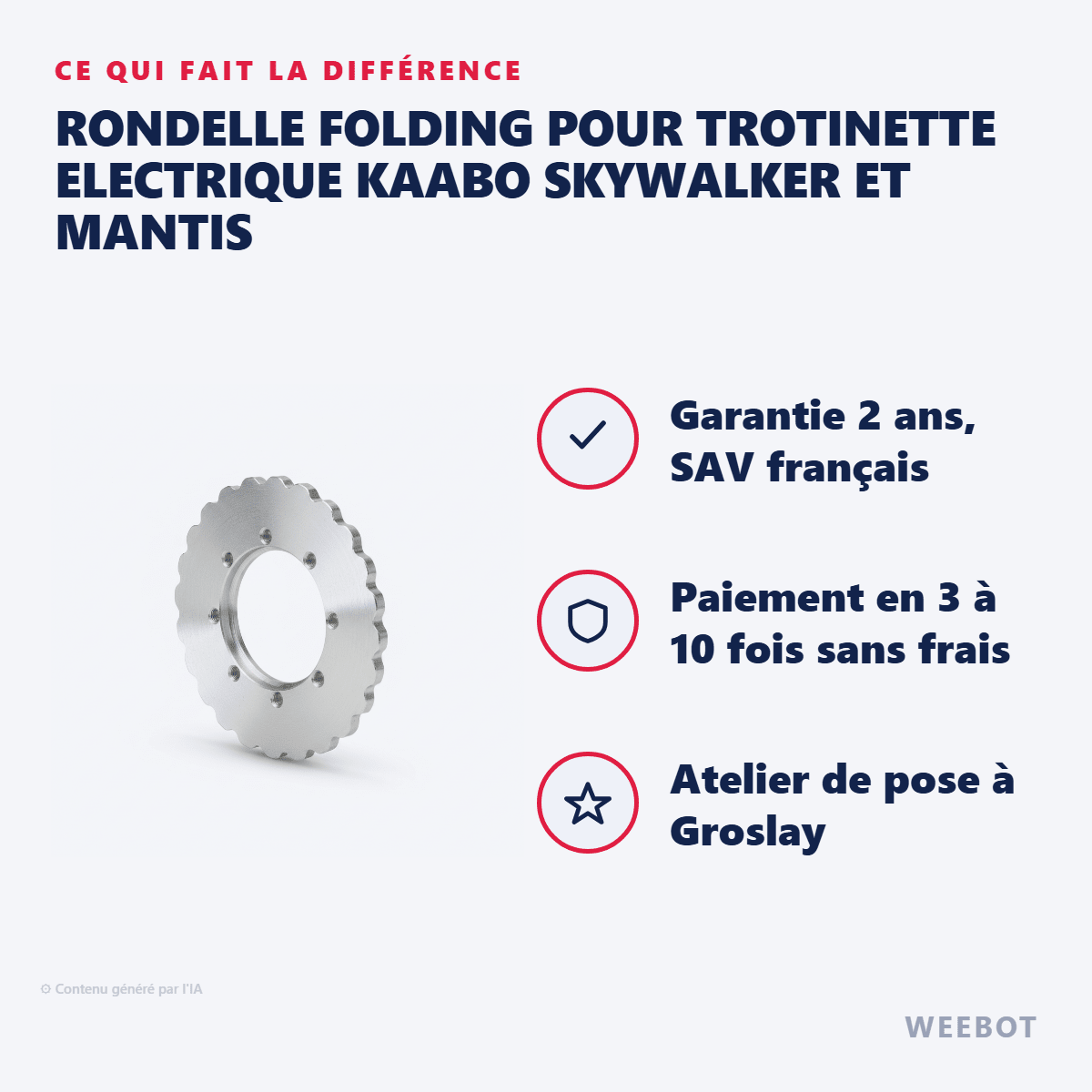 Rondelle Folding pour Trotinette Electrique Kaabo Skywalker et Mantis - Weebot