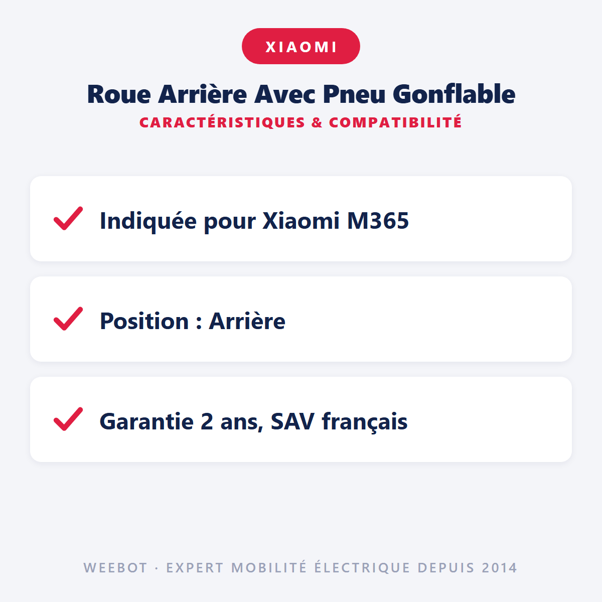 Roue Arrière Avec Pneu Gonflable Pour Trottinette Électrique Xiaomi M365 - Weebot