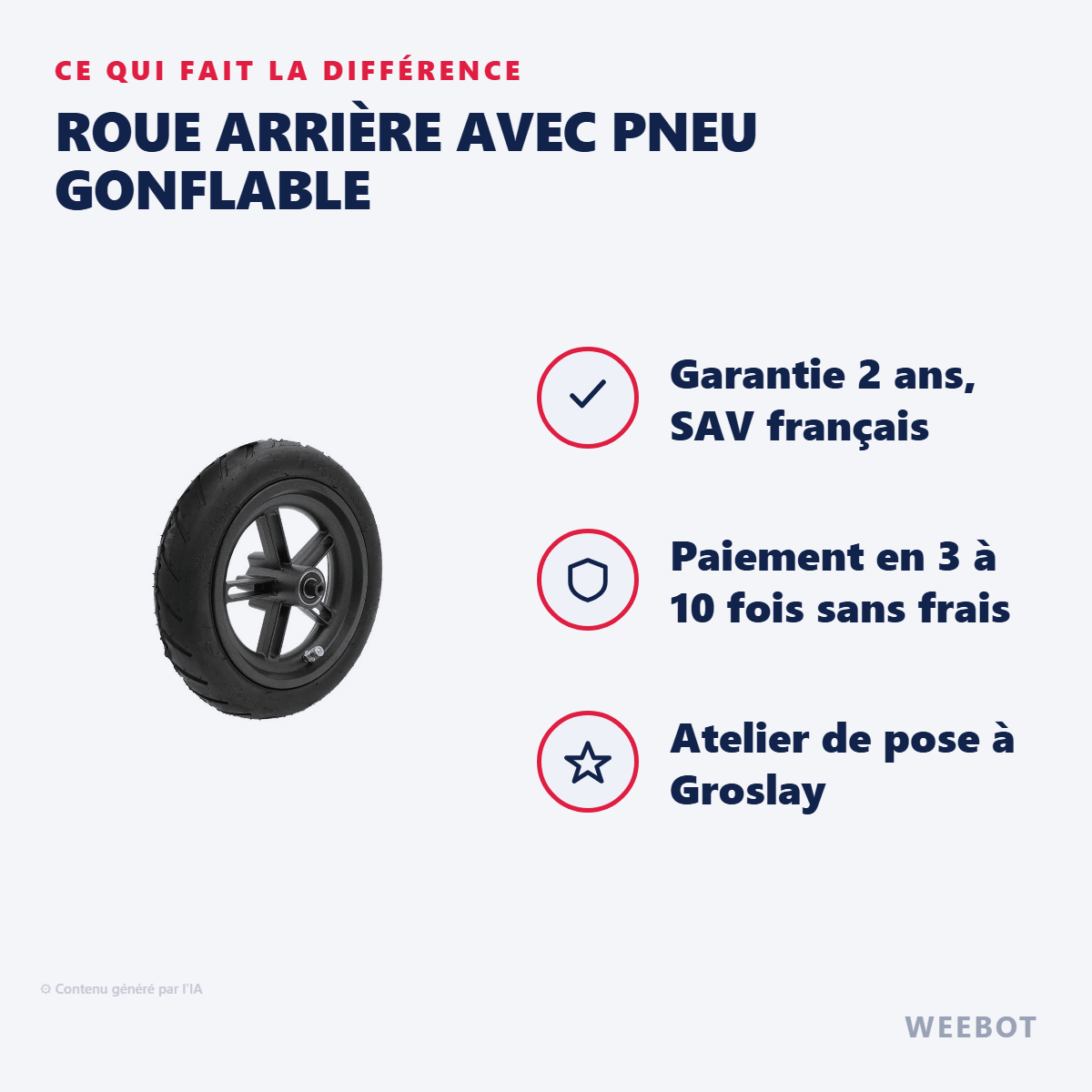 Roue Arrière Avec Pneu Gonflable Pour Trottinette Électrique Xiaomi M365 - Weebot