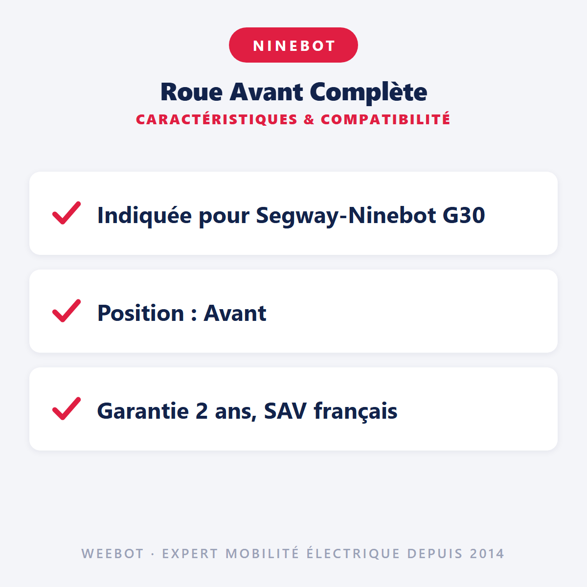 Roue Avant Complète Pour Trottinette Électrique Ninebot G30 Max - Weebot
