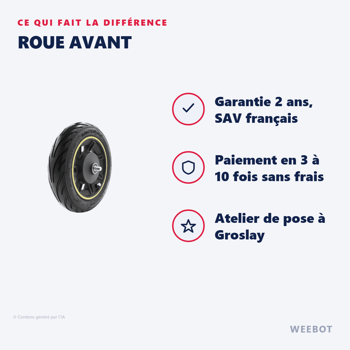 Roue Avant Pour Trottinette Électrique Ninebot Segway Max G2 et G30 Max - Weebot