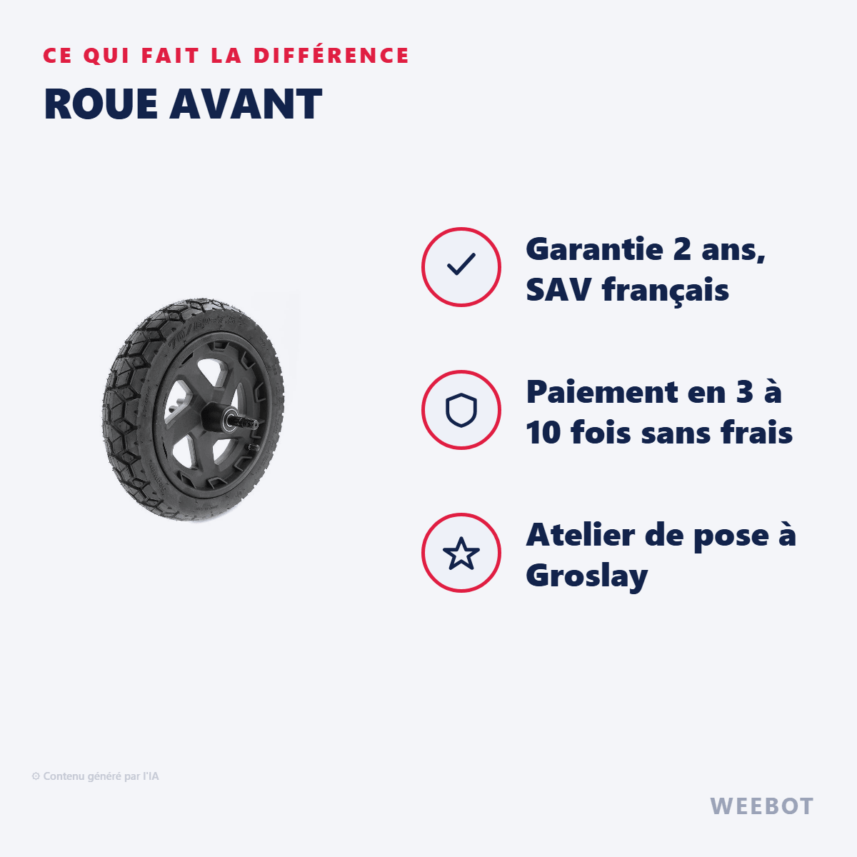 Roue Avant pour Trottinette Électrique Ninebot ZT3 Pro Segway - Weebot