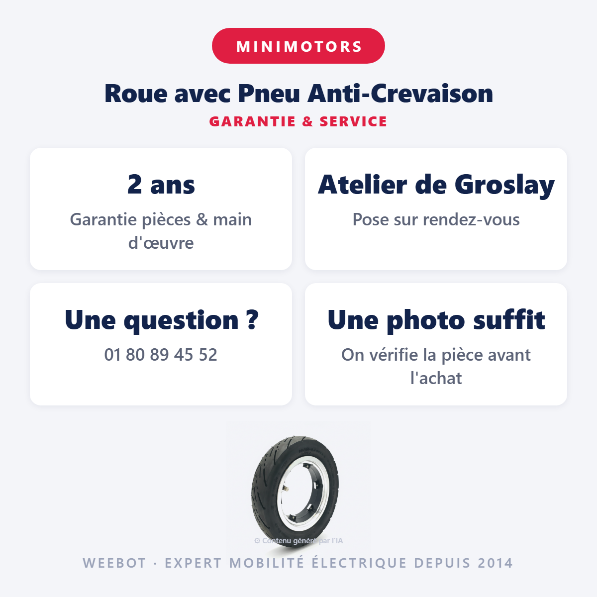 Roue avec Pneu Anti-Crevaison : garantie 2 ans et service après-vente