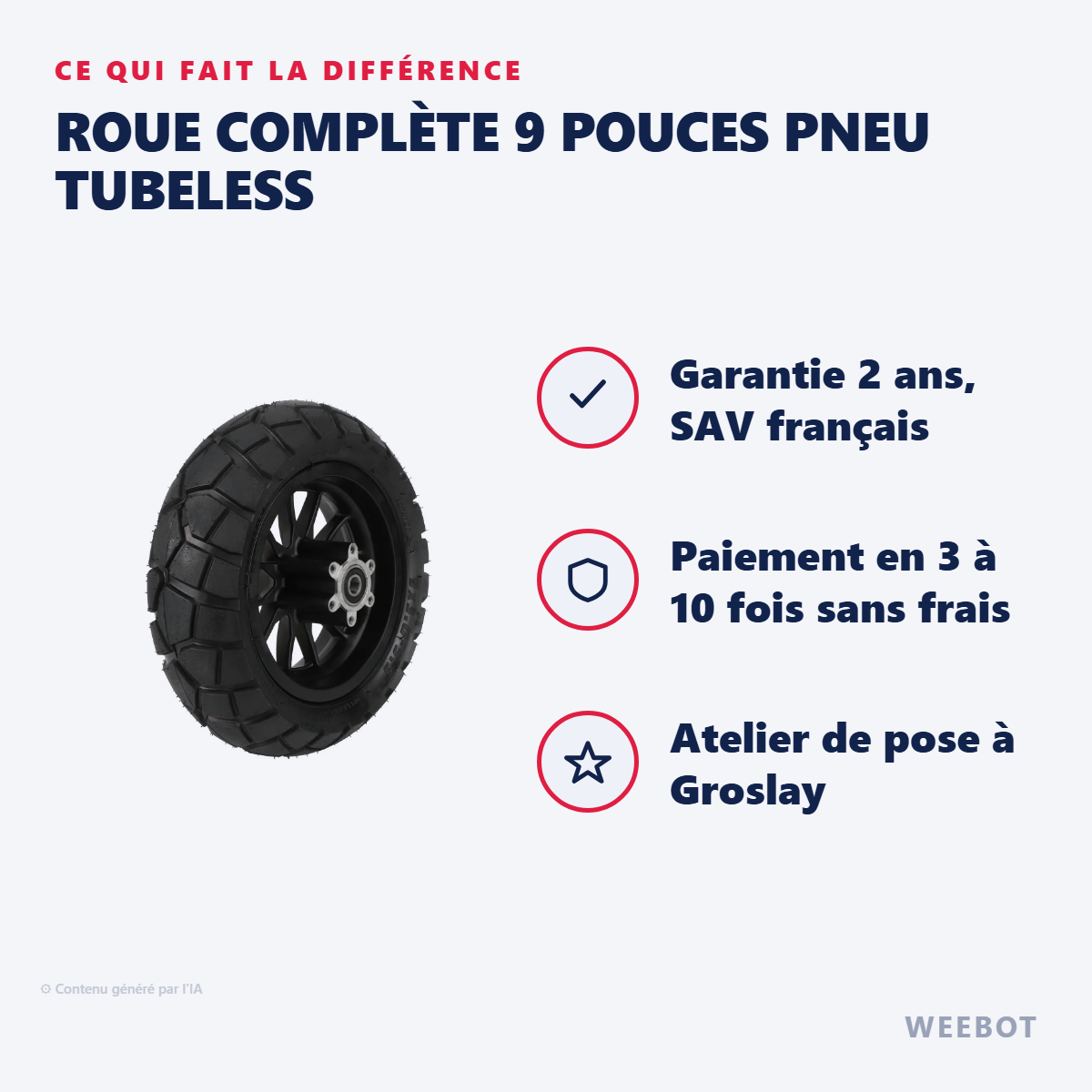 Roue Complète 9 Pouces Pneu Tubeless : les points forts