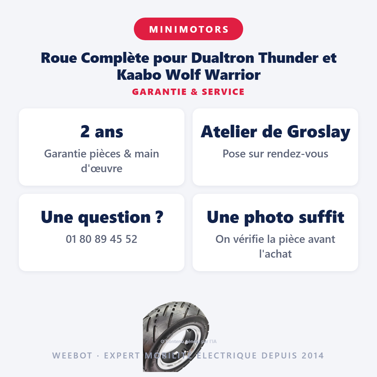 Roue Complète pour Dualtron Thunder et Kaabo Wolf Warrior : garantie 2 ans et service après-vente