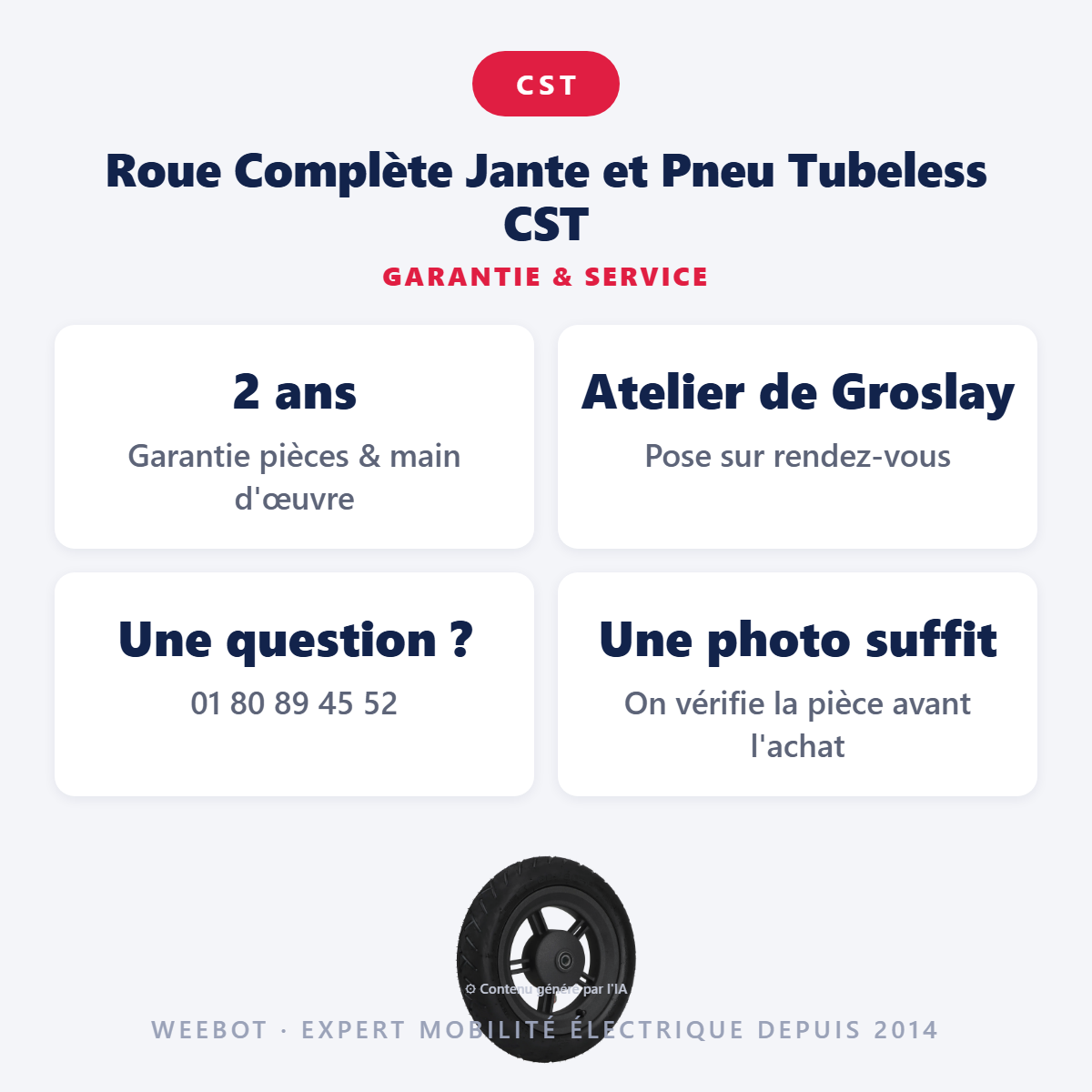 Roue Complète Jante et Pneu Tubeless CST : garantie 2 ans et service après-vente