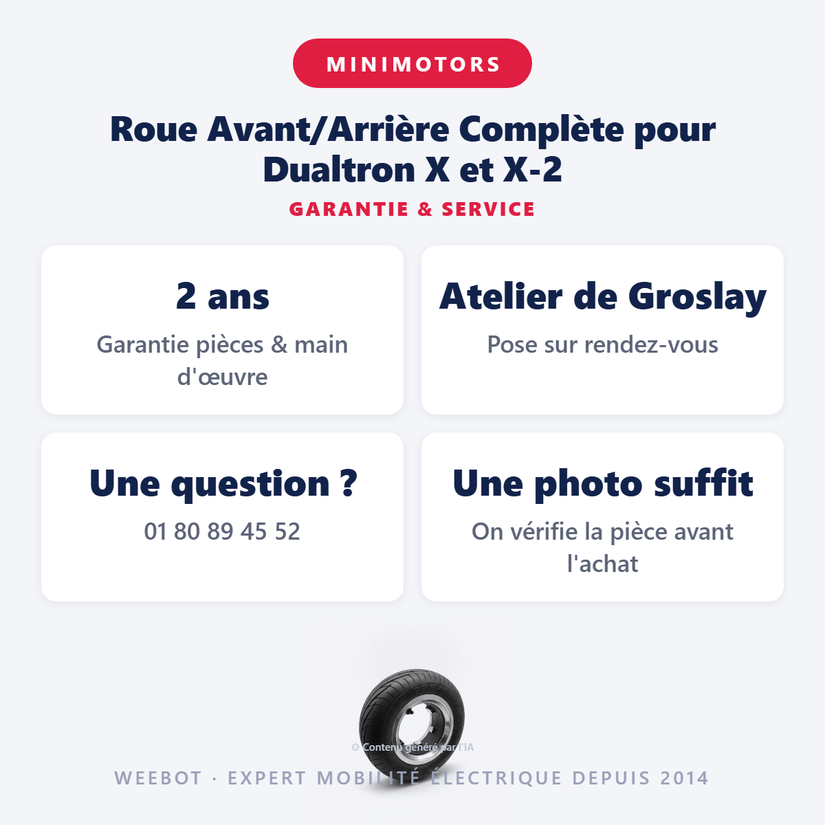 Roue Avant/Arrière Complète pour Dualtron X et X-2 : garantie 2 ans et service après-vente