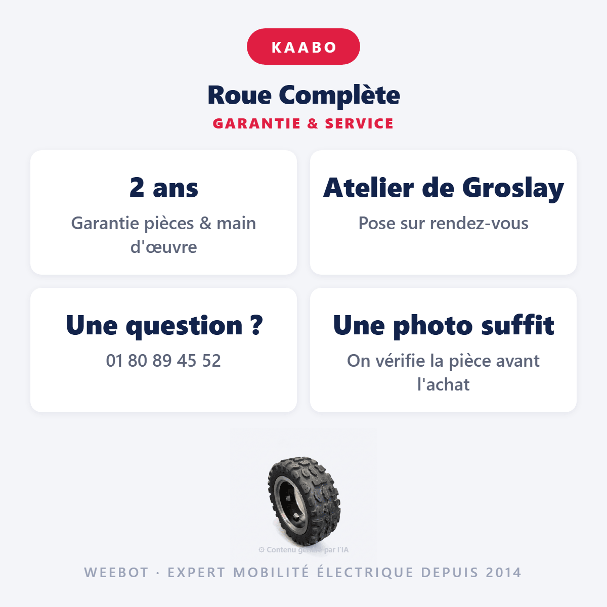 Roue Complète pour Trottinette Electrique Kaabo Wolf Warrior - Weebot