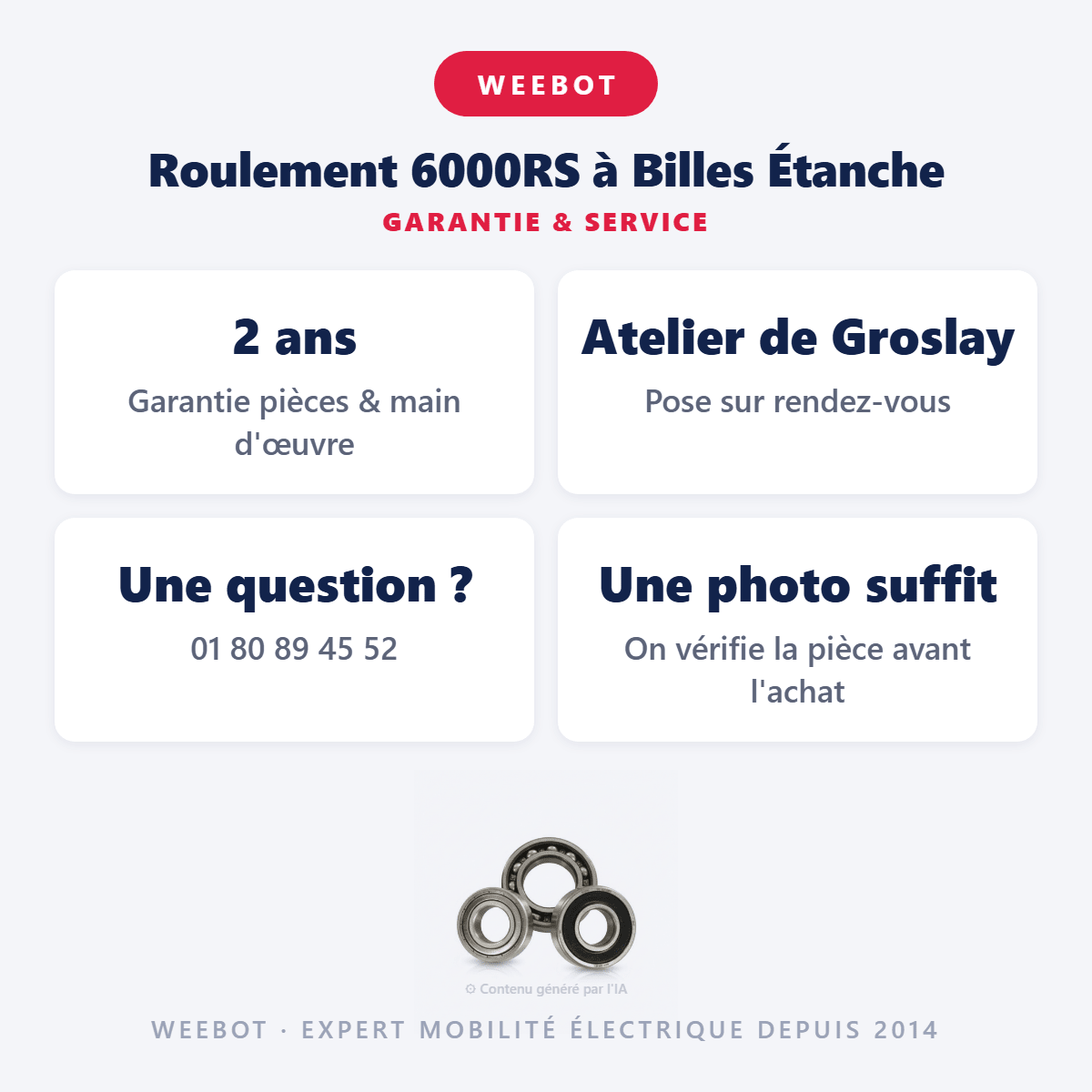 Roulement 6000RS à Billes Étanche - Weebot