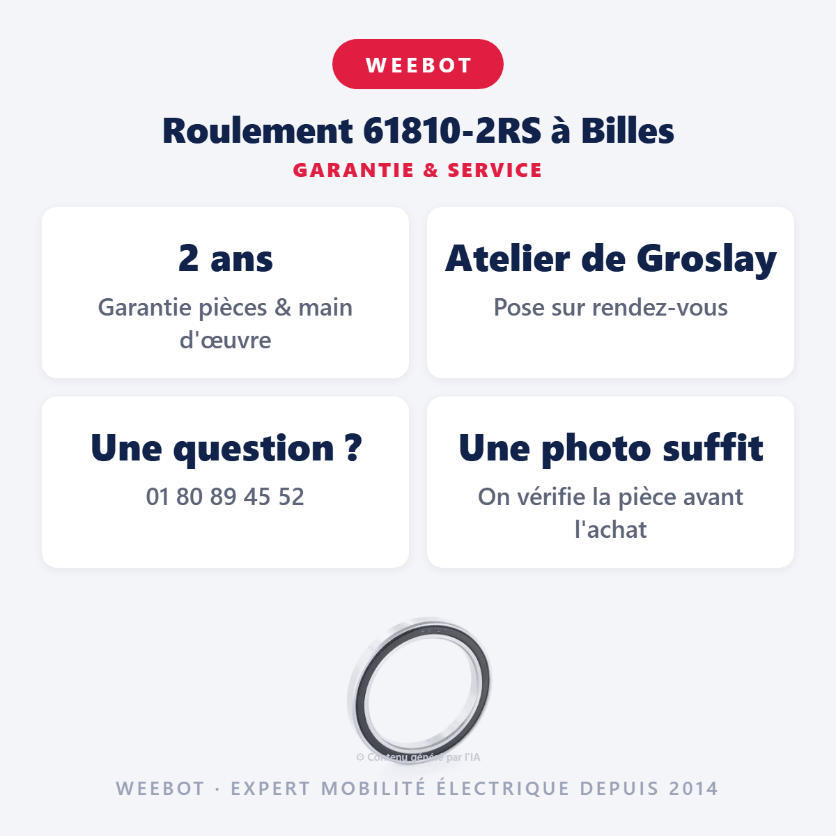 Roulement 61810-2RS à Billes - Weebot