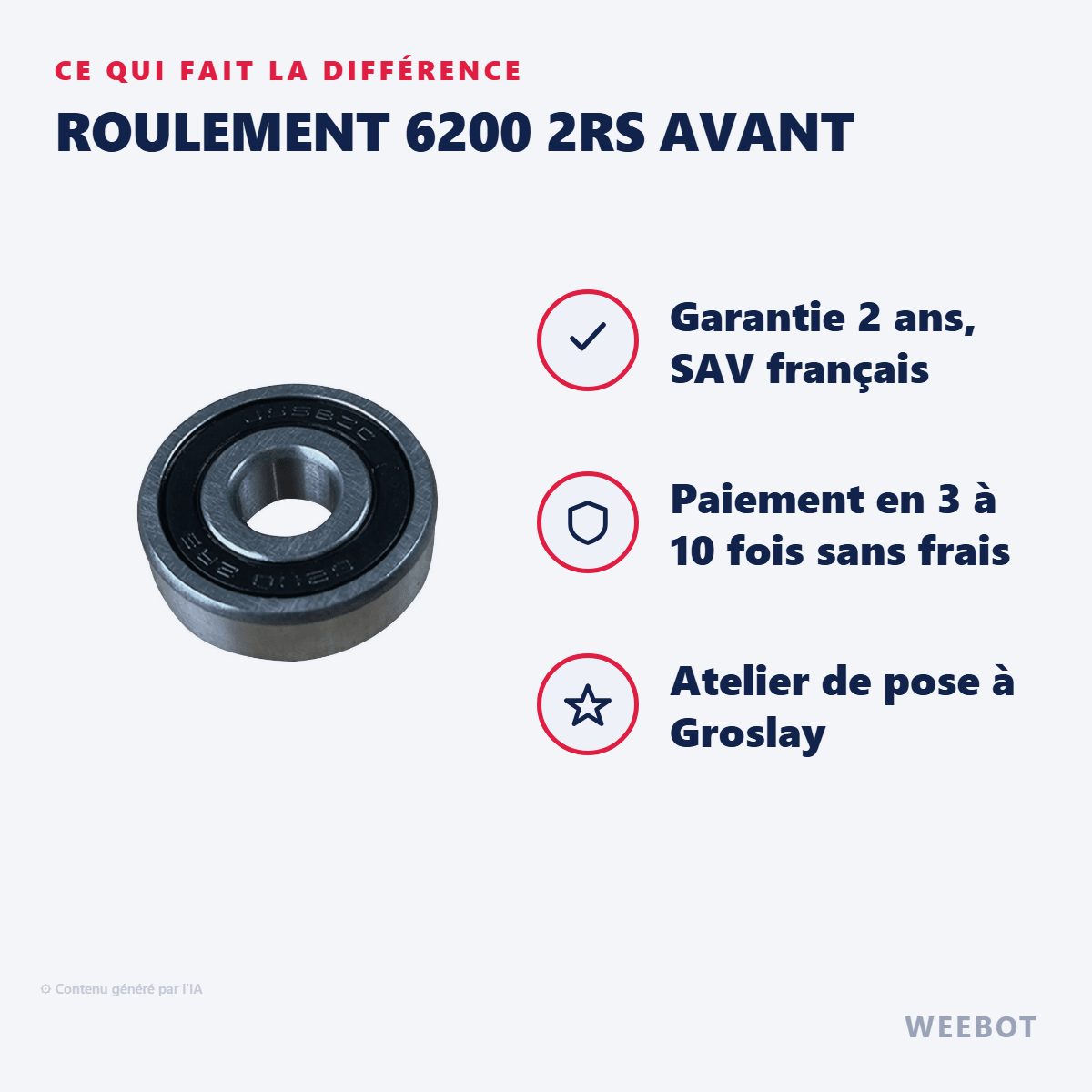 Roulement 6200 2RS Avant Pour Trottinette Électrique Speedway Mini 4 Pro - Weebot