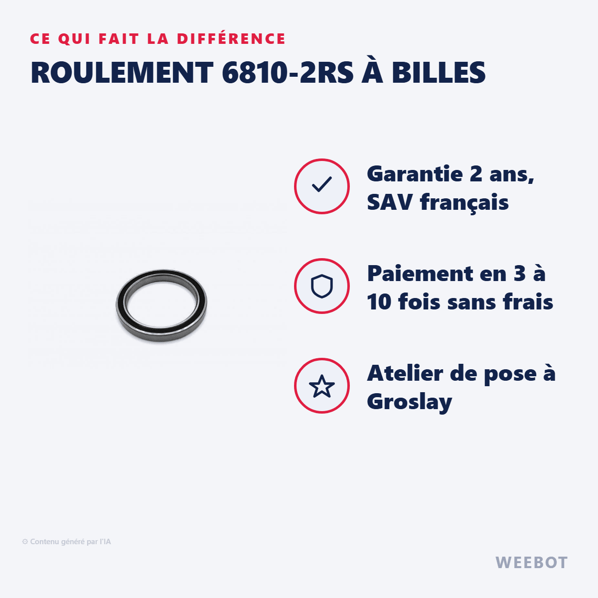 Roulement 6810-2RS à Billes - Weebot