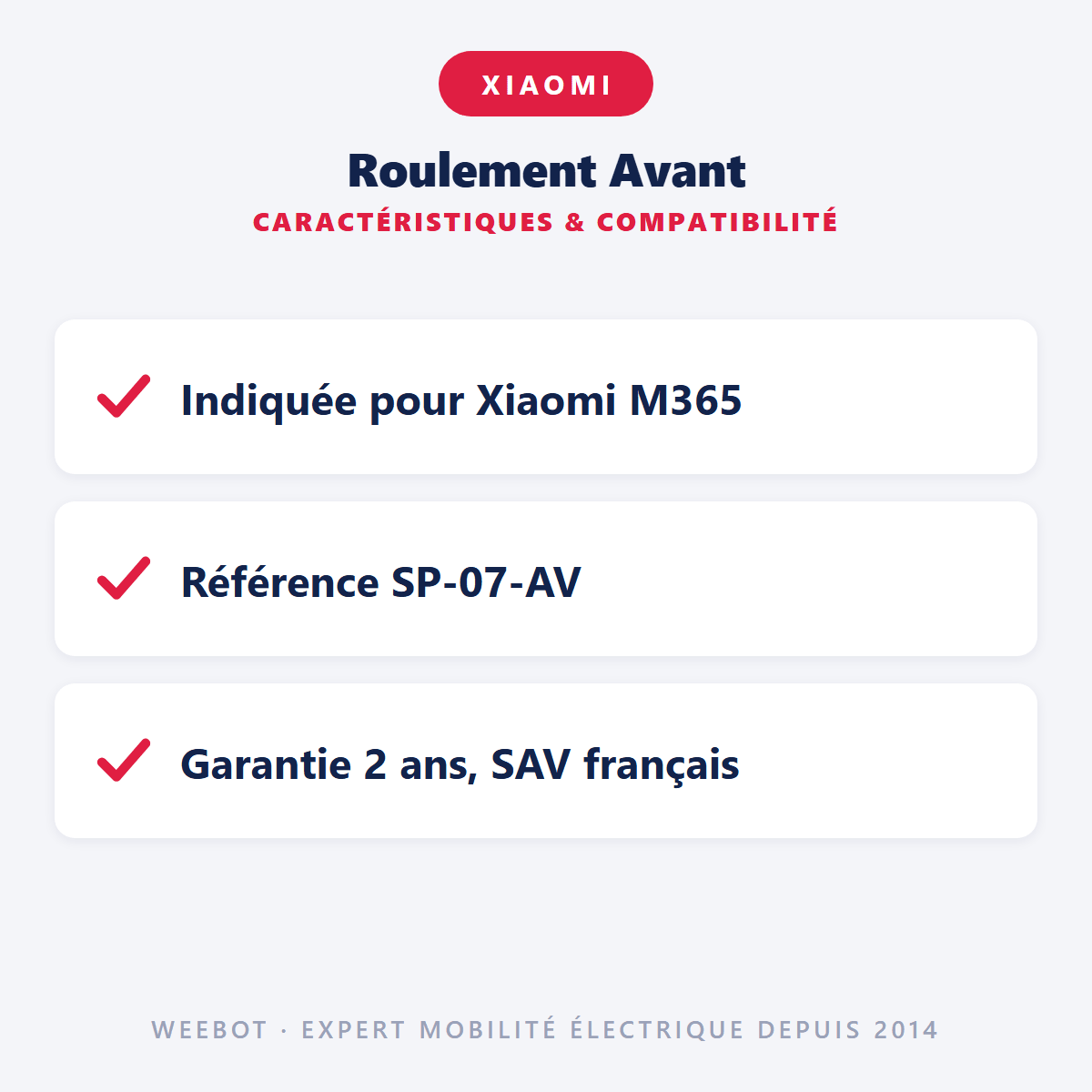 Roulement Avant Pour Trottinette Électrique Xiaomi M365 - Weebot