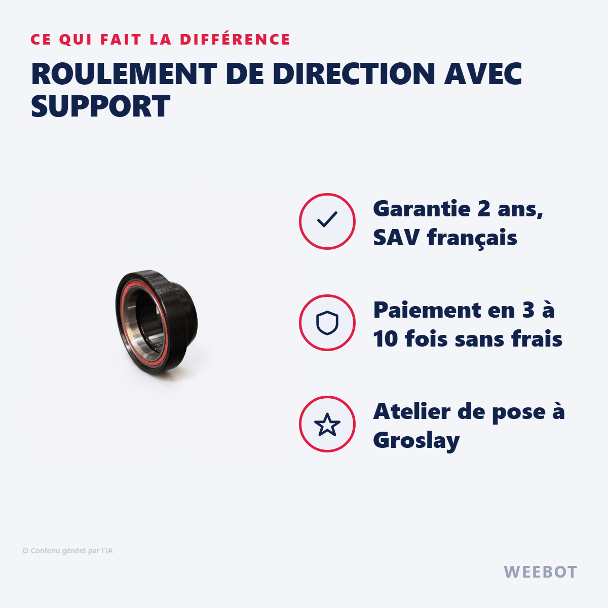 Roulement de Direction avec Support pour Trottinette Electrique Weebot Anoki - Weebot