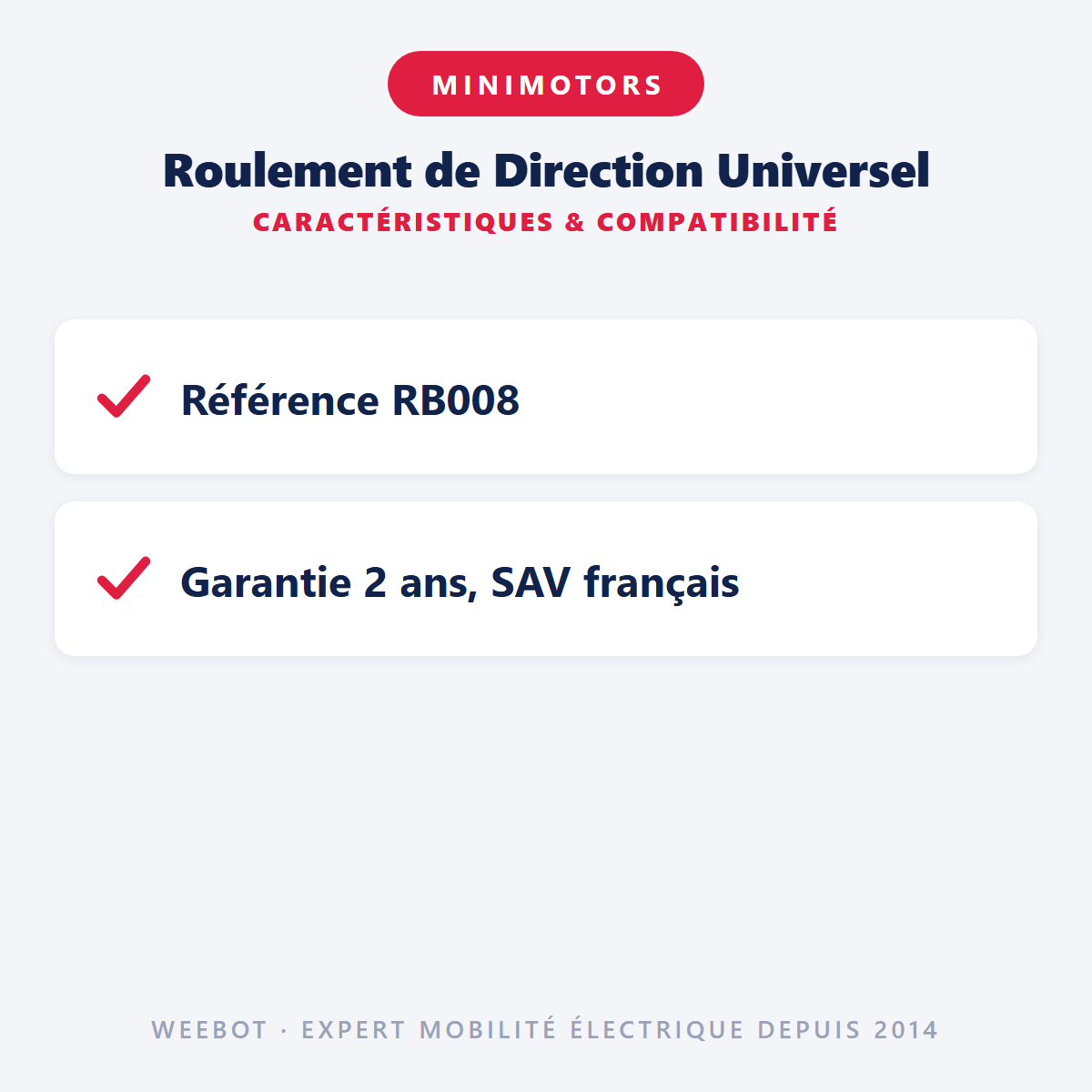 Roulement de Direction Universel : caractéristiques et compatibilité