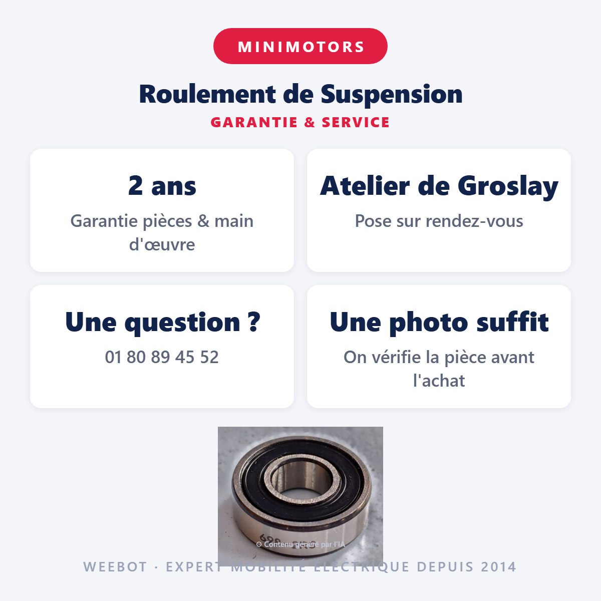 Roulement de Suspension : garantie 2 ans et service après-vente